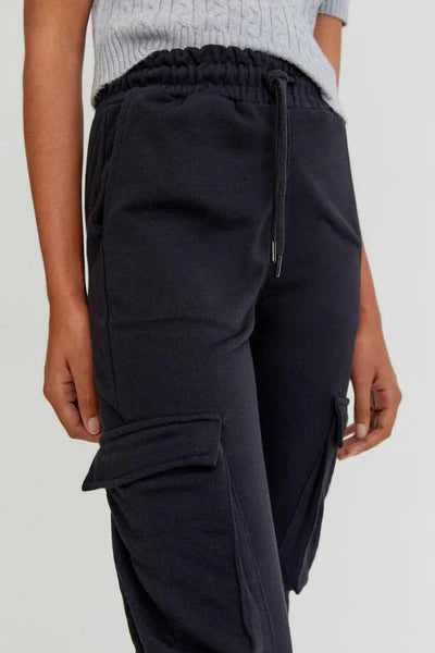 PULL&BEAR BASIC CARGO JOGGING TROUSERS(BLACK)