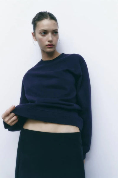 ZARA MINIMALIST SWEATSHIRT(NAVY)