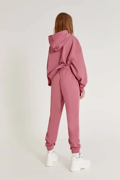 PULL&BEAR BASIC COLOURED JOGGERS WITH ELASTIC HEMS(PINK)