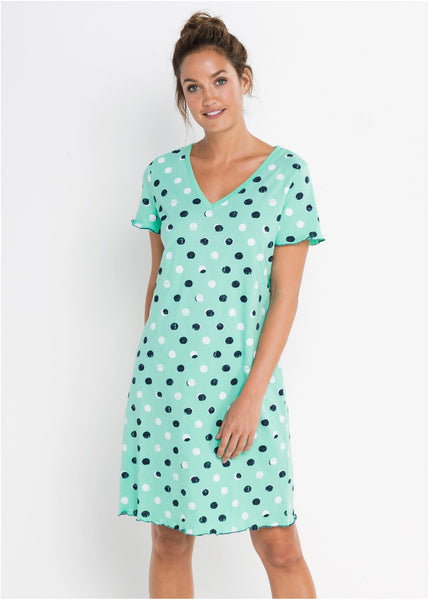 Bonprix Menthol Blue Dotted NightGown