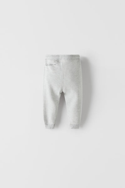 ZARA PLUSH TROUSERS WITH SLOGAN(GREY)