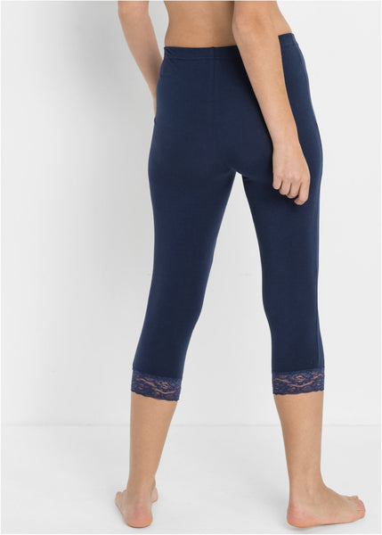 Capri sleep leggings with lace