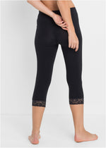 Capri sleep leggings with lace(black)