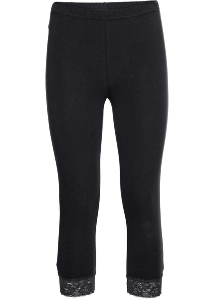 Capri sleep leggings with lace(black)