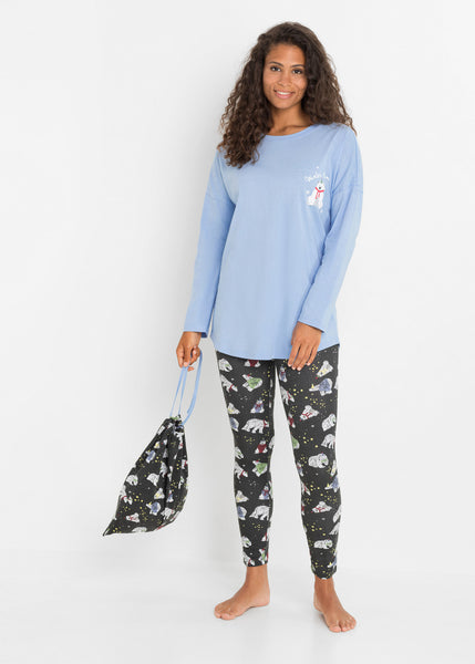 Cozy pajamas with a gift bag