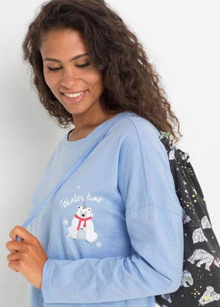 Cozy pajamas with a gift bag
