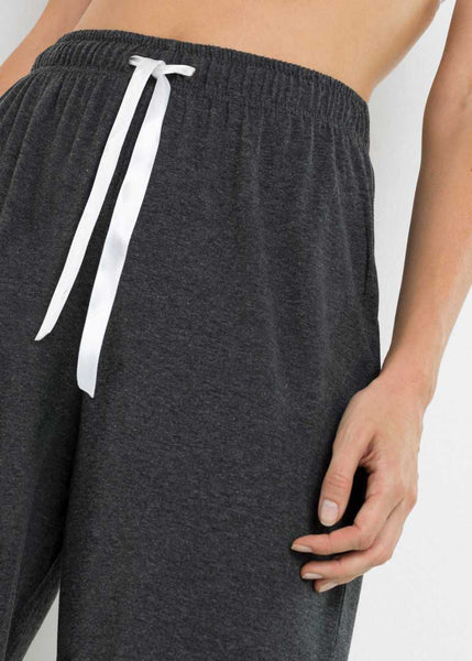 Wide pajama bottoms with tie in chiffon(Mottled Anthracite)
