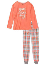 Foil Print Pyjama Night Suit Orange