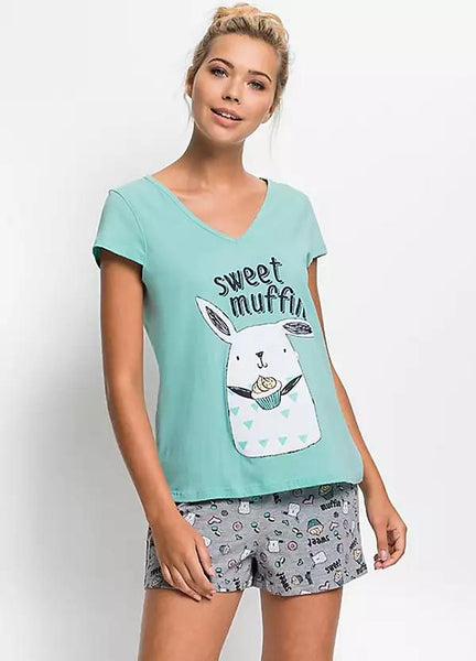 Printed  Pyjamas Shorty Set