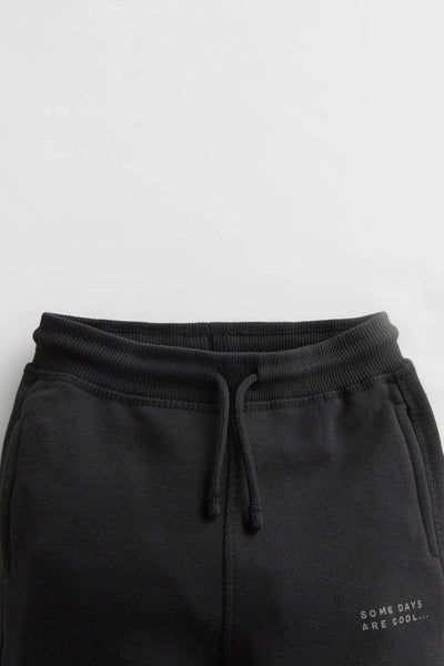 ZARA PLUSH TROUSERS WITH SLOGAN(BLACK)