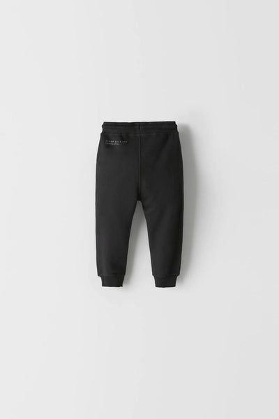 ZARA PLUSH TROUSERS WITH SLOGAN(BLACK)