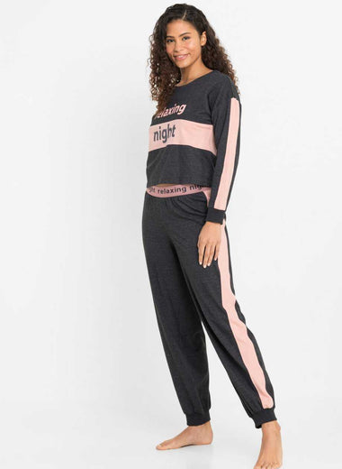 Lounge pajamas with a cropped long sleeve top