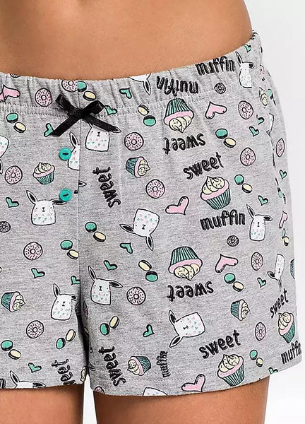 Printed  Pyjamas Shorty Set