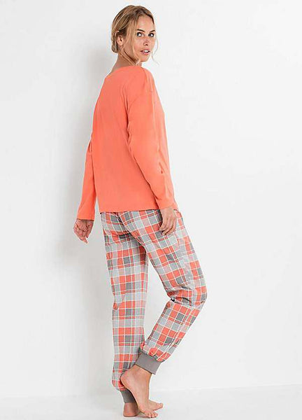 Foil Print Pyjama Night Suit Orange