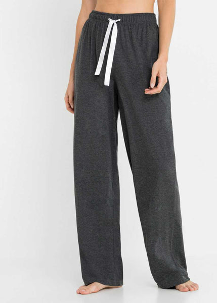 Wide pajama bottoms with tie in chiffon(Mottled Anthracite)