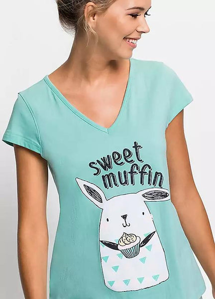 Printed  Pyjamas Shorty Set