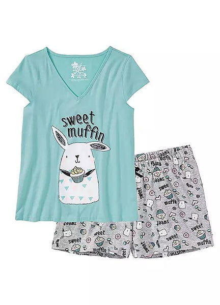 Printed  Pyjamas Shorty Set