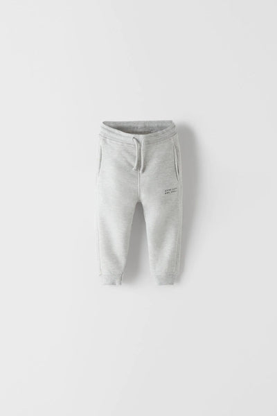 ZARA PLUSH TROUSERS WITH SLOGAN(GREY)